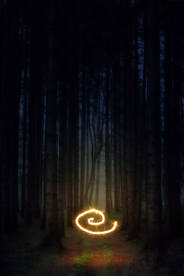 Waldmysterien: Geheimnisvolle Spielwelt mit leuchtenden Natursymbolen